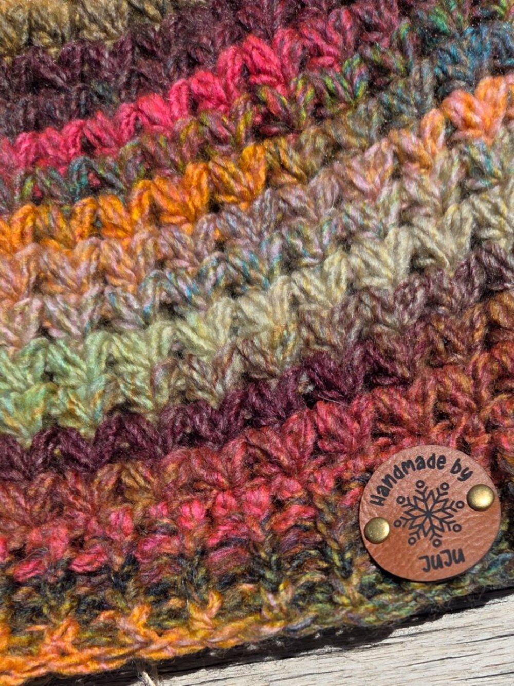 Artisan Handmade Crochet "70s Flashback" Cozy Boho Slouch Hat - Picture 6 of 8